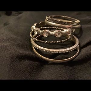 6 silver bangle bracelets